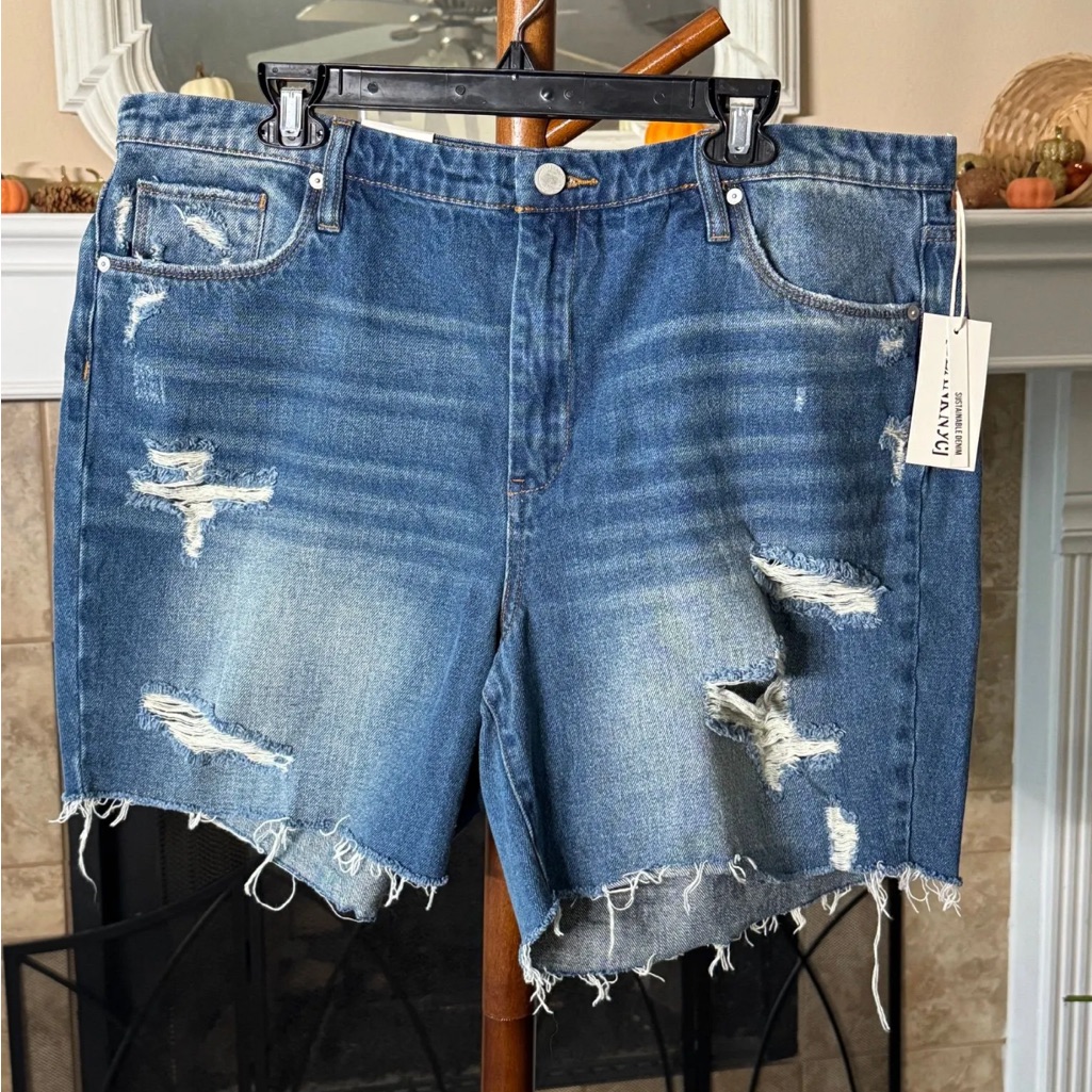Blank Nyc Blue Distressed Denim Shorts